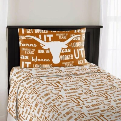 TEXAS LONGHORNS Microfiber 3 Piece Twin Sheet Set 100% Polyester NORTHWEST - Image 1 of 4