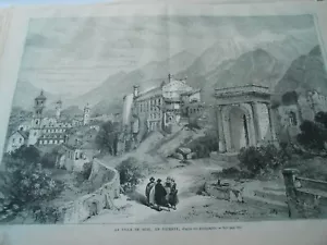 Gravure 1869 - La ville de Suse en Piémont - Foto 1 di 1