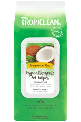 Tropiclean Tropiclean Hypoallergenic Wipes 100S - Deodorising Cat Dog - Image 1 of 3