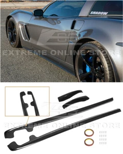 EOS For 05-13 Corvette C6 Z06 | ZR1 GLOSSY BLACK Side Skirts Rocker Panels Pairs - Picture 1 of 12