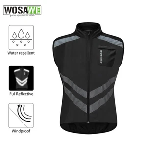 WOSAWE Men Cycling Gilet Windproof Breathable Reflective Vest Bike Racing Jacket - Picture 1 of 12