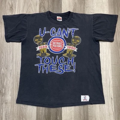 1989-90 Detroit Pistons Bad Boys U Can’t Touch These Championship Tee Back USA - Image 1 of 4