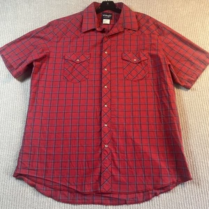 Wrangler Pearl Snap Hemd Herren 18 Tall rot kariert kurzarm leicht - Bild 1 von 8