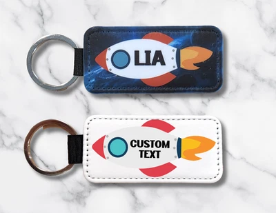 KWL CREATIONS Custom Spaceship Keychain – Personalized Rocket Ship Bag Tag