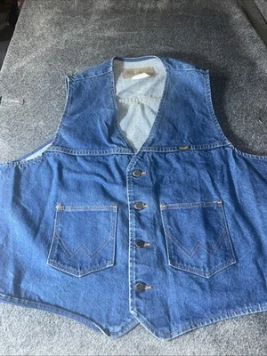 Vintage Wrangler Denim Vest Mens XL Western Unlined Rodeo Cowboy 74130PW Read - Image 1 of 4