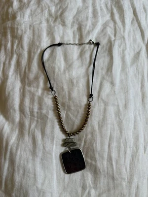 Collar de cuero abulón perlas de agua dulce bronce plata esterlina Silpada N1803 Foto 1 de 2