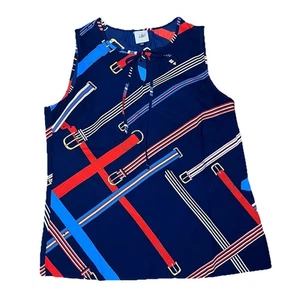 CAbi Hold Up Top 5736 Navy Blue Buckle Print Blouse Shirt Womens Size Small NWOT - Picture 1 of 11