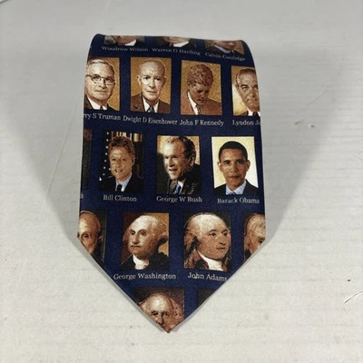 United States Of America Presidents Portraits Necktie USA Silk Museum Artifacts - Image 1 of 4