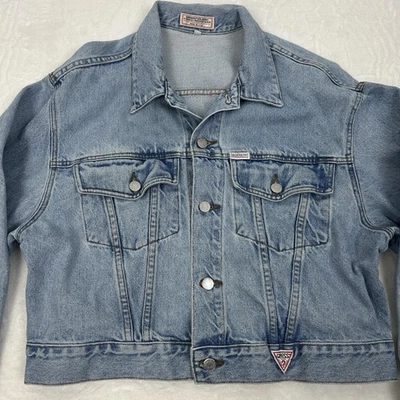 Chaqueta de mezclilla grande vintage Guess Jeans para mujer Trucker Georges Marciano hecha en EE. UU. Foto 1 de 4