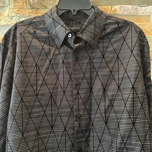 Jhane Barnes 3D FRACTAL Geometric black l/s Shirt men's XL EUC Long Sleeve - Picture 1 of 5