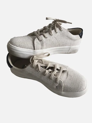 *SNEAKER LEINEN ❤️C&A❤️GR.40❤️SCHNÜRER❤️BEIGE❤️HINTEN SCHWARZER LEDERBESATZ* - Bild 1 von 4