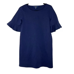 Polo Ralph Lauren Girls Ponte Roma Bell-Sleeve Dress Pony Blue Size Large 12/14 - Picture 1 of 6