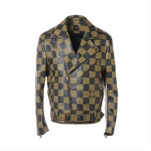 Louis Vuitton 24SS Leather Leather jacket 46 Men's Black  RM241 Damier leather l - Picture 1 of 9