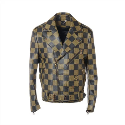 Louis Vuitton 24SS Leather Leather jacket 46 Men's Black  RM241 Damier leather l - Image 1 of 4