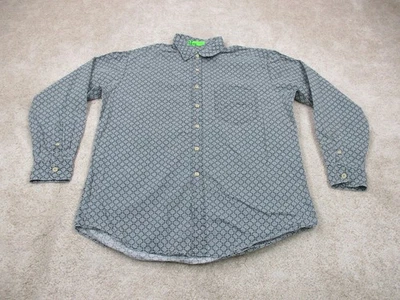 J Crew Shirt Mens Large Green White Geometric Cotton Oarsman Casual Button Up * - Image 1 of 4