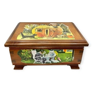 VINTAGE KITTY CAT THEME JEWELRY JAR MYSTERY TRINKET BOX WHIMSICAL FAIRY TALE MOD - Picture 1 of 12