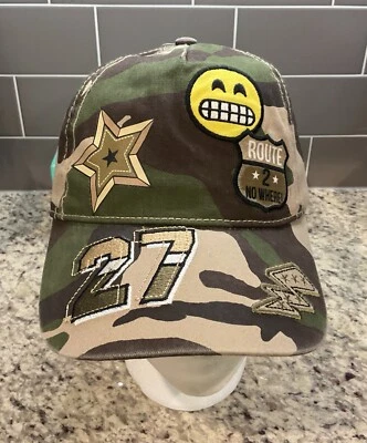 EMOJINUITY Hat CAMO ROUTE 2 NO WHERE/Yellow Smiley Snap Back Adjustable NWT - Image 1 of 4