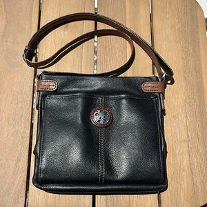 Brighton women’s Selena Organizer Black and Brown Leather Handbag purse read! - Picture 1 of 16