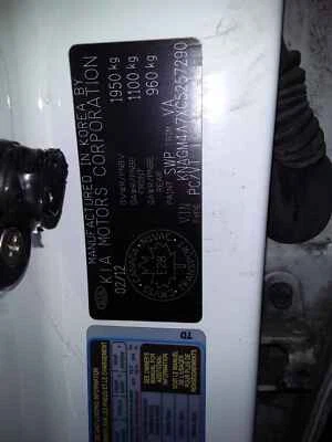 Used Rear Left Exterior Door Handle fits: 2012 Kia Optima assembly door body col Foto 1 de 4