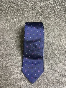 MOSCHINO Blue Peach Flowers Hippie Theme Silk Tie Necktie Made In ITALY - Picture 1 of 6