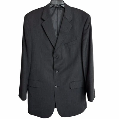 Jeffrey Banks Sports Coat Blazer Mens 42L Dark Gray Worsted Wool 3 Button - Image 1 of 4