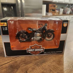 1948 FL Panhead Harley Davidson Motorcycle, Maisto 1:18 Replica, w/Box - Picture 1 of 10