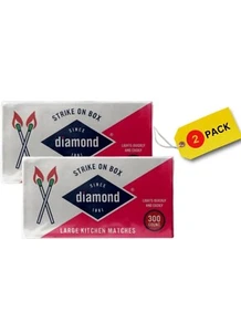 2 PACK - Strike On Box 600 Total LARGE Wood Kitchen MATCHES Green Tip DIAMOND G - Picture 1 of 4