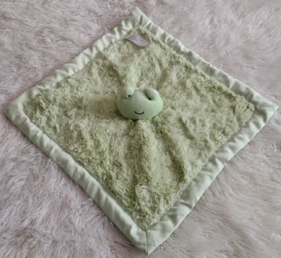 Manta de seguridad de felpa Kidsline Green Smile Frog Lovey 13" ribete y respaldo satinado Foto 1 de 4