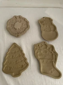 VTG Brown Bag Cookie Art 4 Christmas Molds  Stocking  Snowman Wreath Tree 1980s - Picture 1 of 10
