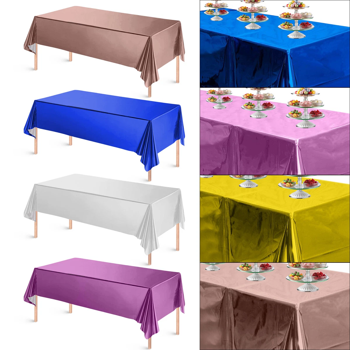 Tovaglia Trasparente Plastificata 3 Tovaglie Di Carta Usa E Getta 137x274 Cm - Per Compleanni E Feste, Bianco E Blu Tovaglia Plastica 137x274