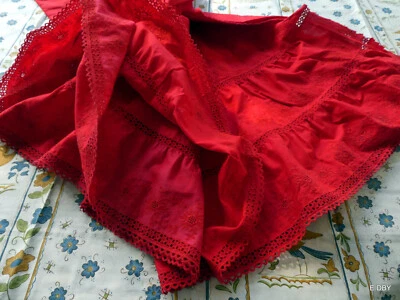  COUPON D' ANCIENNE  DENTELLE ANGLAISE avec volants / en 88 cm / 220 cm - Photo 1/4