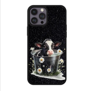 Phone Case for iPhone 7 8 X 11 12 13 14 Pro Max Plus Dairy Cow Bucket Daisy - Picture 1 of 10