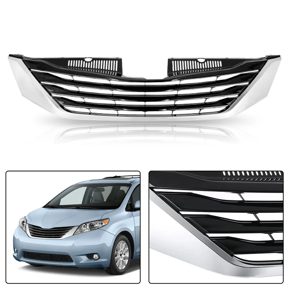 Front Upper Grille Chrome Fits Toyota Sienna 2011-2014 TO1200334 — 第 1/4 张图片