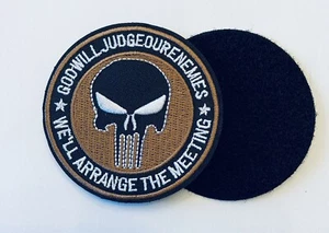 GOD WILL JUDGE OUR ENEMIES PUNISHER TACTICAL HOOK & LOOP EMBROIDERED PATCH #2 - Picture 1 of 1