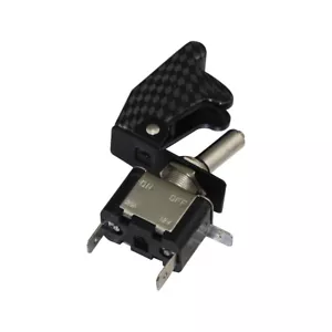 Red LED LIT Toggle Switch With Carbon Fiber Safety Cover Car Truck - Picture 1 of 4