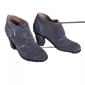Stivali donna marca Lucky 8M stivaletti scamosciati marroni fibbia tacco impilato 3 pollici caviglia - Foto 1 di 11