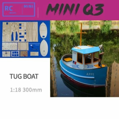 DIY Q3 Mini Tug 1:18 Harbor Tug 300 Mm RC ABS Wooden Ship Model Kit - Image 1 of 4