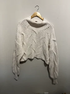 Suéter Recortado Grueso Free People Seasons Change Marfil M Excelente Estado - Imagen 1 de 3