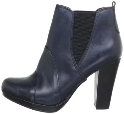 MARCO TOZZI Fabulous Navy Blue Leather Ladies Ankle Boots Heeled Shoe Boots NEW Celebrity