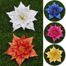 10X Christmas Large 13cm Hollow Glitter Flower Tree Hanging Party Xmas Decor
