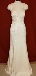 NICOLE MILLER BEADED EMBROIDERED SILK WEDDING BRIDAL DRESS GOWN 8 $2600 LA0004 - Picture 1 of 8