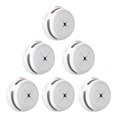 PHOTOELECTRIC AEGISLINK 6 Pack Smoke Detector 10 Year Battery Test Silence Button OPEN BOX