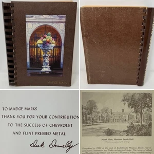 Meadow Brook Hall Cookbook Dodge Built Mansion Chevy Success Flint MI Metal VTG - Picture 1 of 16