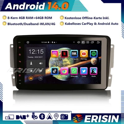 64GB Android 14 Autoradio GPS DAB+ Wifi Mercedes W203 W209 W463 Viano Vito W639 - Bild 1 von 4