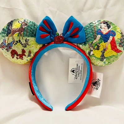 Diadema con lazo orejas de Minnie Mouse Blancanieves 100 décadas de parques Disney nueva con etiquetas Foto 1 de 4