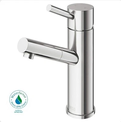 Grifo de lavabo de baño de níquel cepillado Vigo VG01009BN de una sola manija de un solo orificio Foto 1 de 4