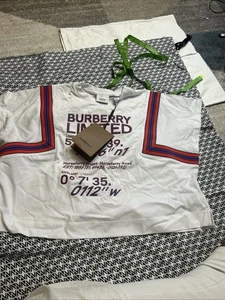 Burberry Girls White Alda Logo Print Cotton T-Shirt size 12 Y 152 cm NWT - Picture 1 of 7