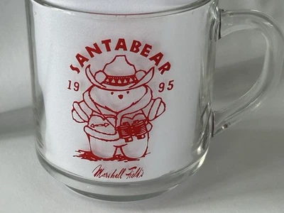 1995 Marshall Field's Glass Santa Bear Santabear Christmas Mug Walnut Room - EUC - Image 1 of 4