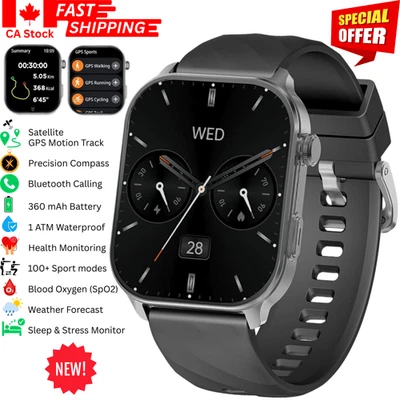 GPS Smart Watch Unisex 2.01" HD Screen Bluetooth Calling 100+ mode Heart Monitor - Image 1 of 4