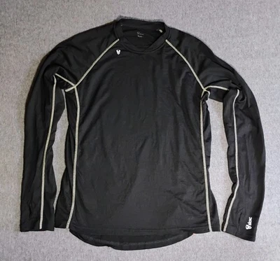 Camisa estoica para hombre grande negra 100 % lana merino Nikwax capa base manga larga  Foto 1 de 4